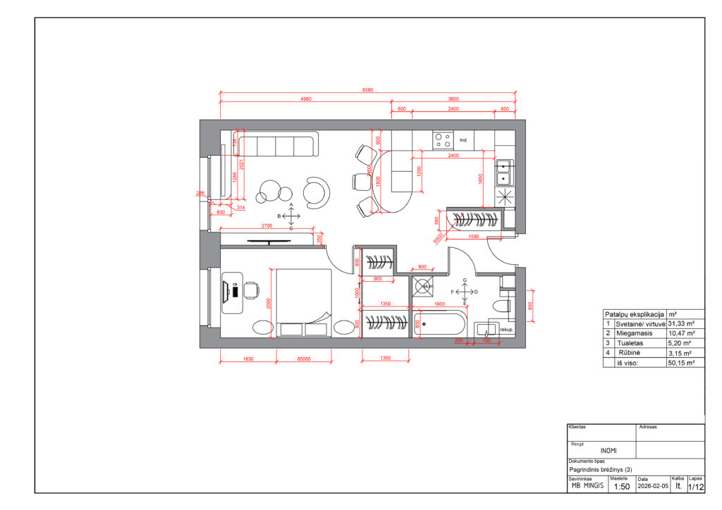 Vilniaus butas – 50m²